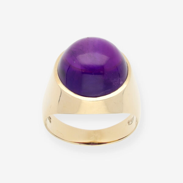 Ring Gelbgold 14kt. mit lila Cabochon - Größe 51